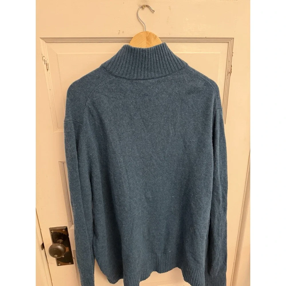 Banana Republic Men's Blue Striped Italian Wool Blend 1/4 Zip Sweater Size XL